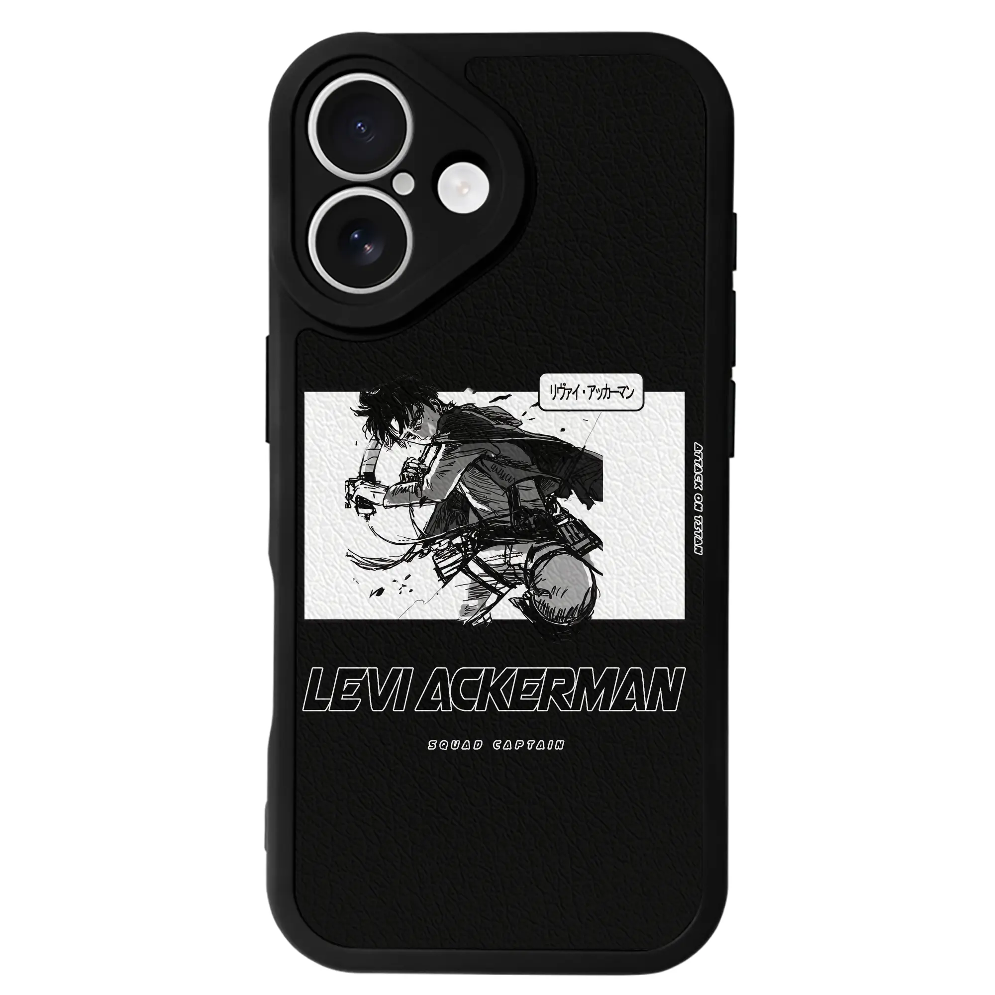 進撃の巨人 グッズ リヴァイ・アッカーマン - IPhone 16シリーズ対応 ・ シリコンスマホケース ・ レザー調 ・ 高精度フィット ・ 耐衝撃 ・ ワイヤレス充電対応 ・ 精密カット